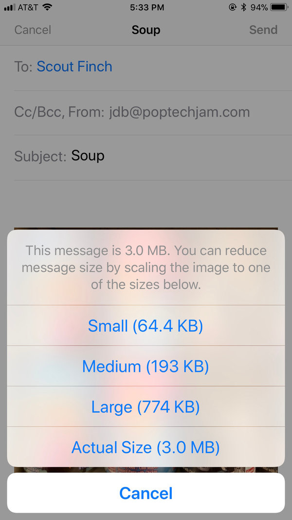 how to reduce a file size to send